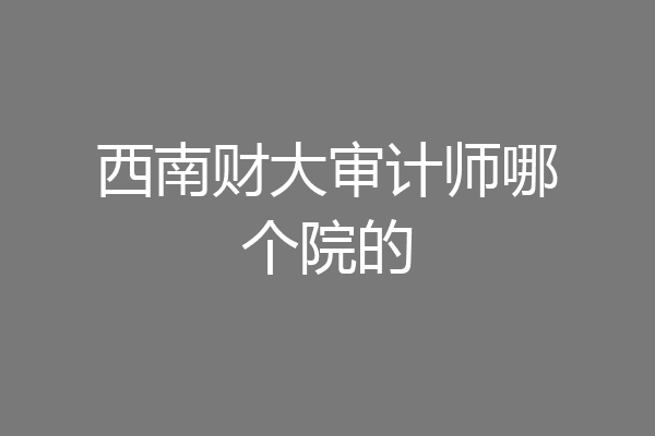 西南财大审计师哪个院的