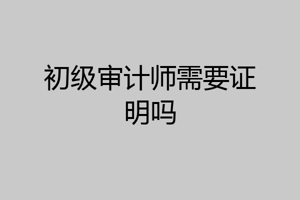 初级审计师需要证明吗