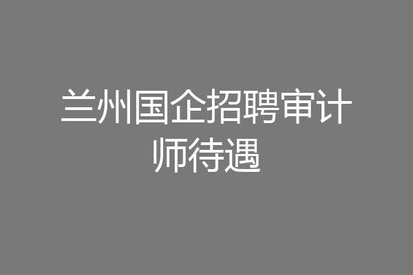 兰州国企招聘审计师待遇