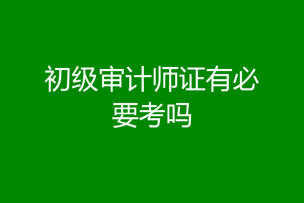 初级审计师证有必要考吗