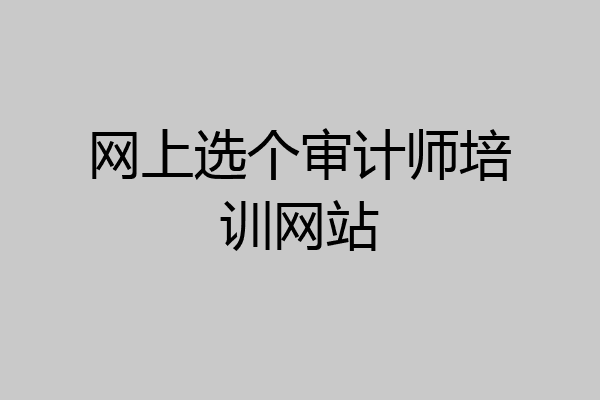 网上选个审计师培训网站