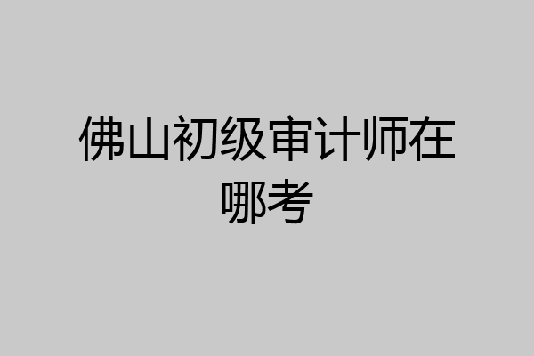 佛山初级审计师在哪考