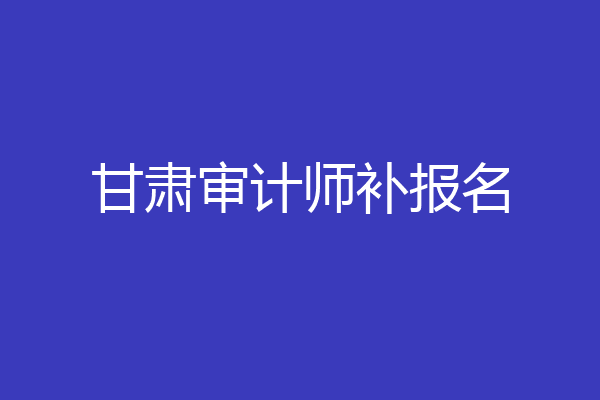 甘肃审计师补报名