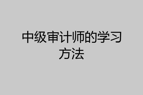 中级审计师的学习方法