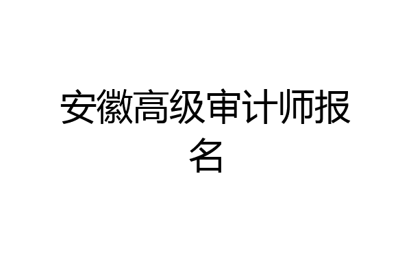 安徽高级审计师报名