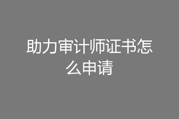 助力审计师证书怎么申请
