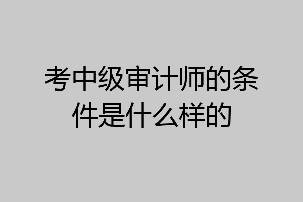 考中级审计师的条件是什么样的