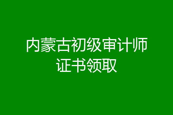 内蒙古初级审计师证书领取
