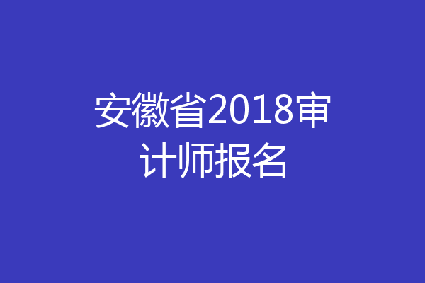 安徽省2018审计师报名
