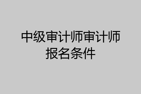 中级审计师审计师报名条件