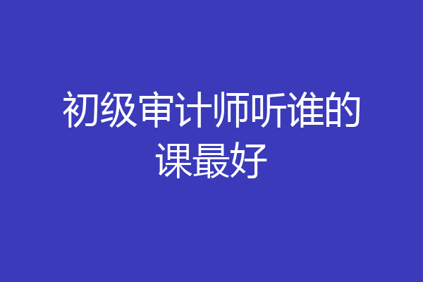 初级审计师听谁的课最好
