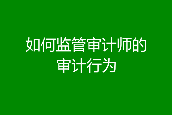 如何监管审计师的审计行为