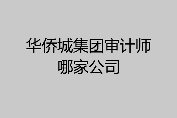 华侨城集团审计师哪家公司