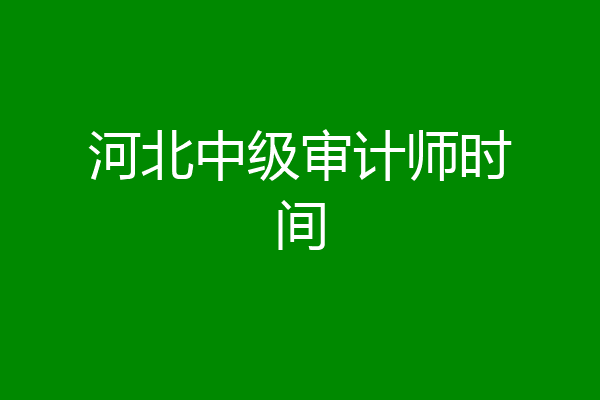 河北中级审计师时间