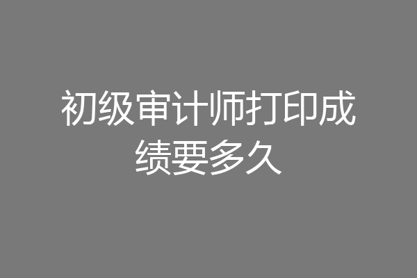 初级审计师打印成绩要多久