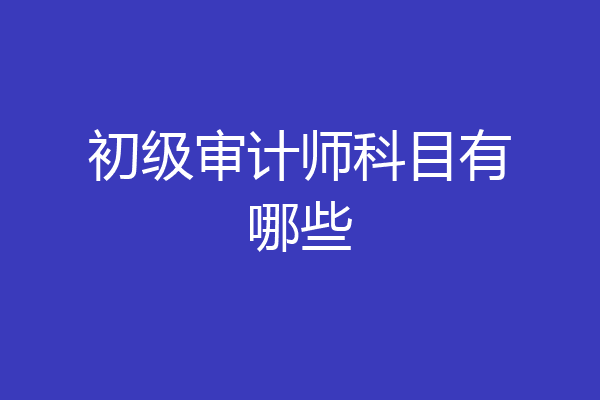 初级审计师科目有哪些