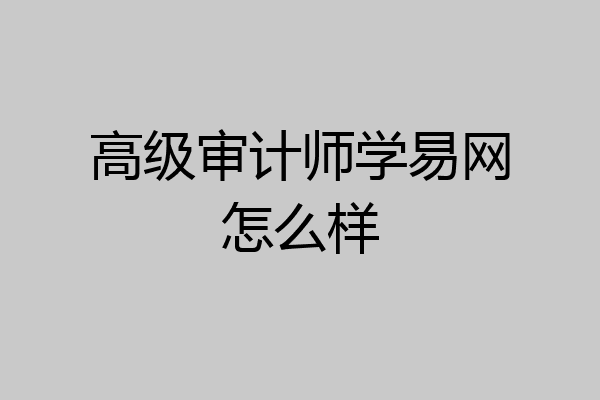 高级审计师学易网怎么样