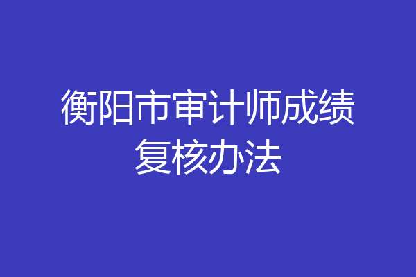 衡阳市审计师成绩复核办法