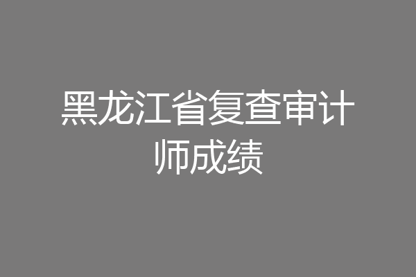 黑龙江省复查审计师成绩