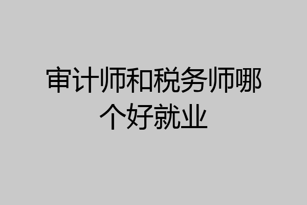 审计师和税务师哪个好就业