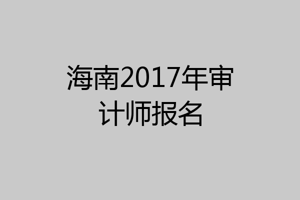 海南2017年审计师报名