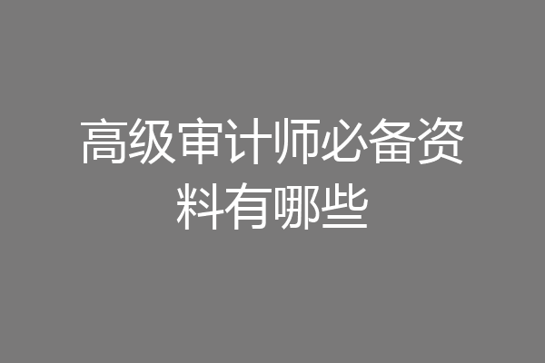高级审计师必备资料有哪些