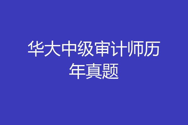 华大中级审计师历年真题