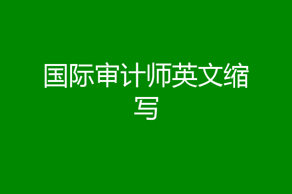 国际审计师英文缩写