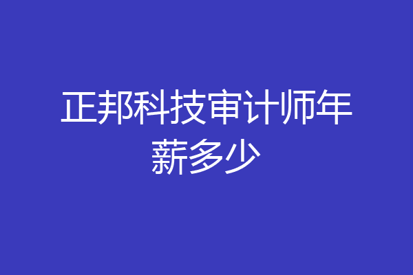正邦科技审计师年薪多少