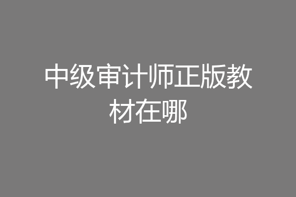 中级审计师正版教材在哪