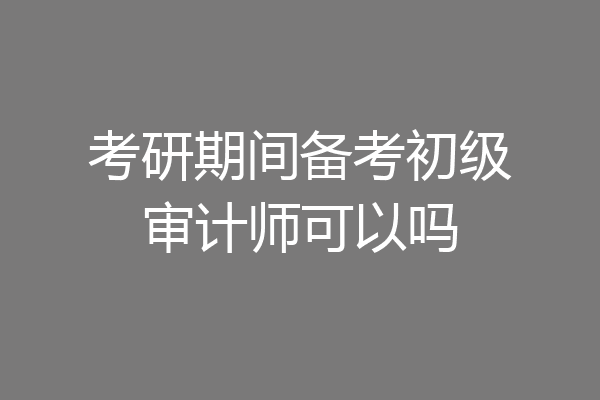考研期间备考初级审计师可以吗