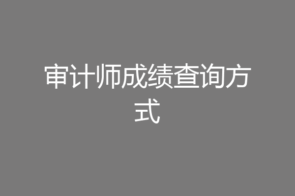 审计师成绩查询方式