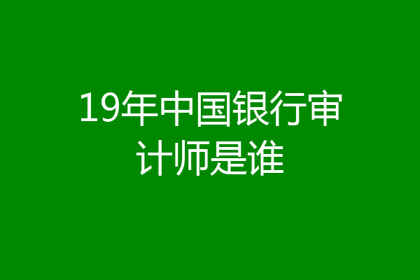 19年中国银行审计师是谁