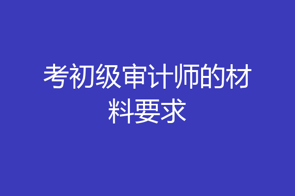 考初级审计师的材料要求