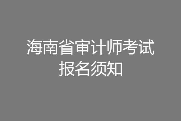 海南省审计师考试报名须知