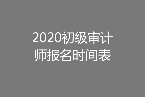 2020初级审计师报名时间表