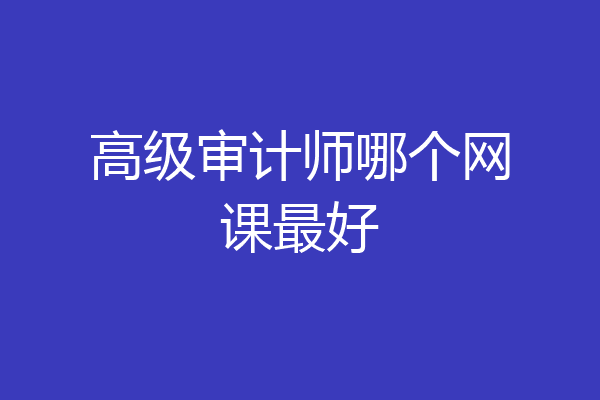 高级审计师哪个网课最好