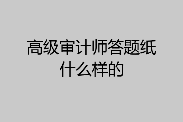 高级审计师答题纸什么样的