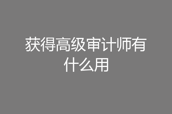 获得高级审计师有什么用