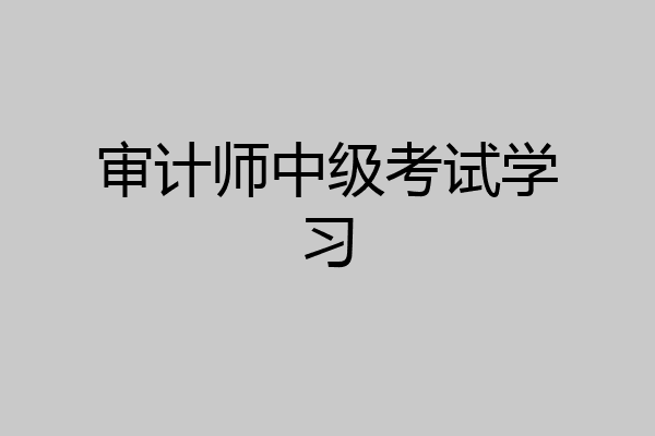 审计师中级考试学习