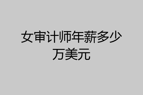 女审计师年薪多少万美元
