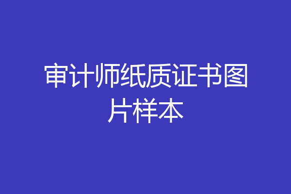 审计师纸质证书图片样本
