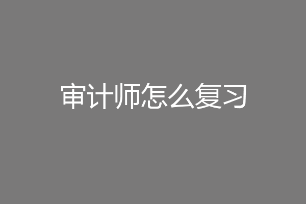 审计师怎么复习