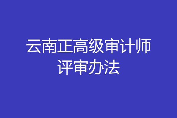云南正高级审计师评审办法