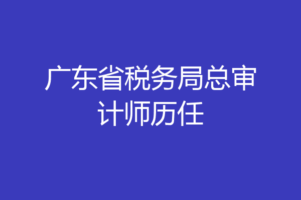 广东省税务局总审计师历任