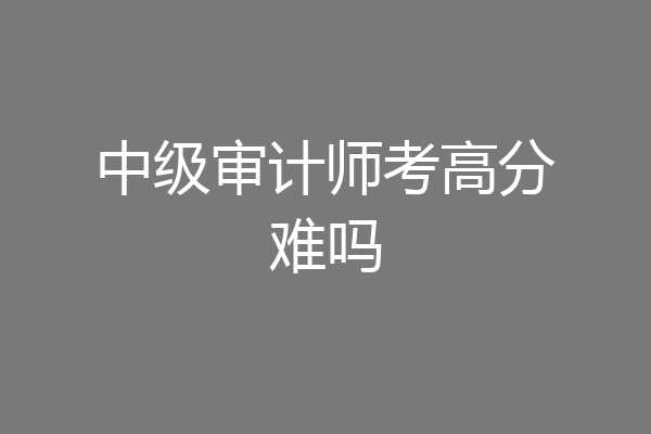 中级审计师考高分难吗