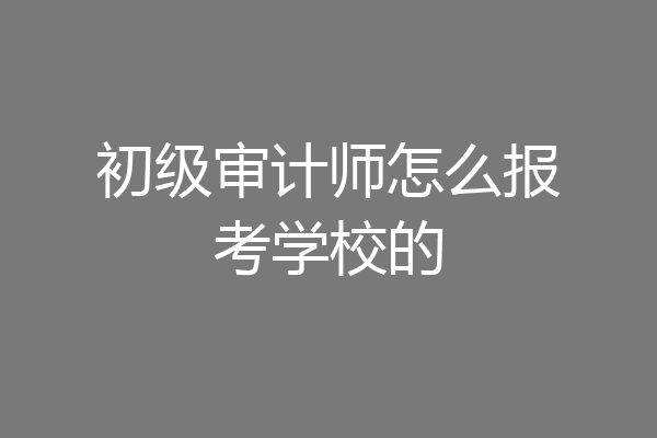 初级审计师怎么报考学校的