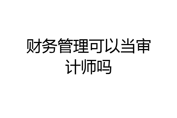 财务管理可以当审计师吗