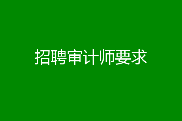 招聘审计师要求