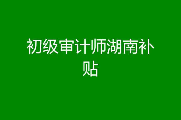 初级审计师湖南补贴
